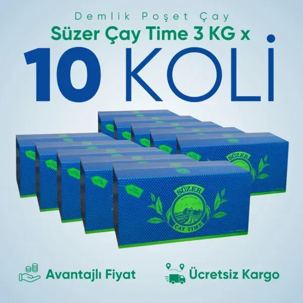 Süzer Çay Time Demlik Poşet Çay 30 kg – 10 Koli (Avantajlı Fiyat)